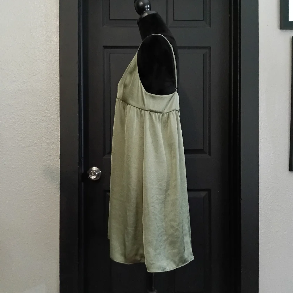 Wilfred x Aritzia Sz. M Bosana Green Lover Satin Babydoll Mini Dress